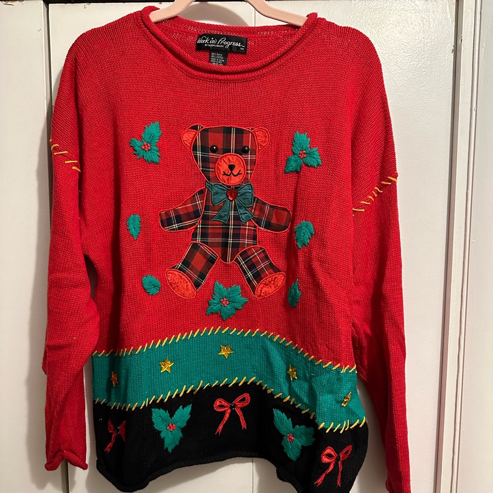 Vintage Christmas teddy bear sweaters